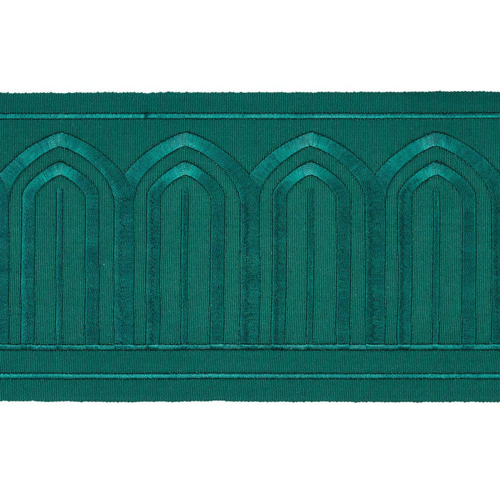 Arches Embroidered Tape Wide Emerald 70779 by Schumacher Trim Miles Redd 5.3" - Fabric Carolina -