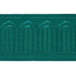 Arches Embroidered Tape Wide Emerald 70779 by Schumacher Trim