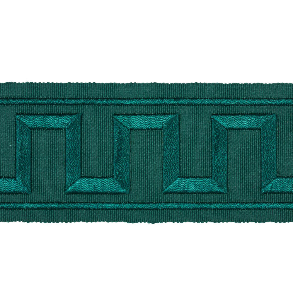 Greek Key Embroidered Tape Emerald 70804 by Schumacher Trim Miles Redd 1.8" - Fabric Carolina -