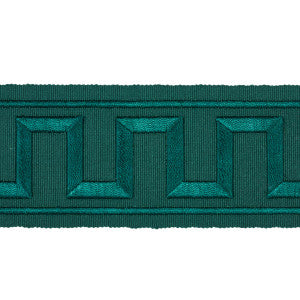 Greek Key Embroidered Tape Emerald 70804 by Schumacher Trim