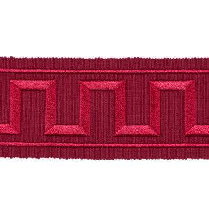 Greek Key Embroidered Tape Burgundy 70805 by Schumacher Trim
