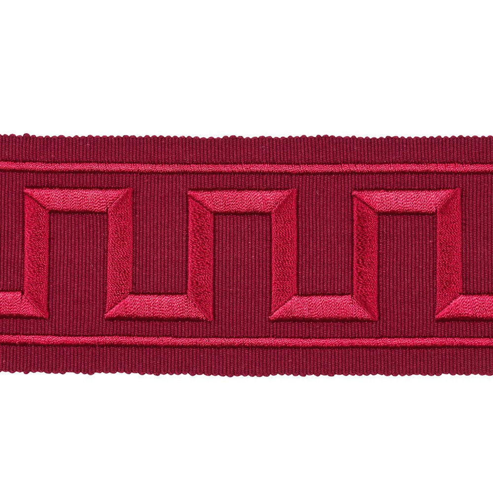 Greek Key Embroidered Tape Burgundy 70805 by Schumacher Trim Miles Redd 1.8" - Fabric Carolina -