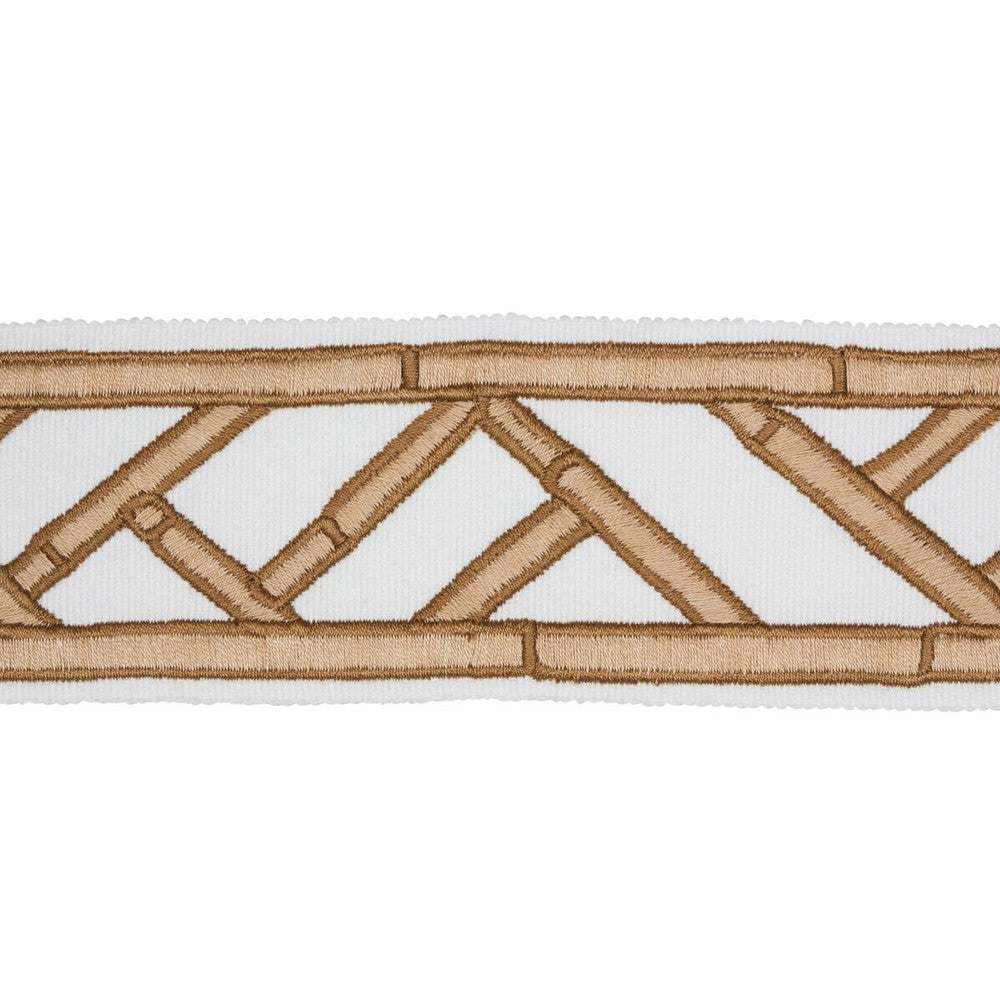 Bamboo Trellis Tape Sesame 81740 by Schumacher Designer Trim David Kaihoi 2.0" - Swanky Fabrics -