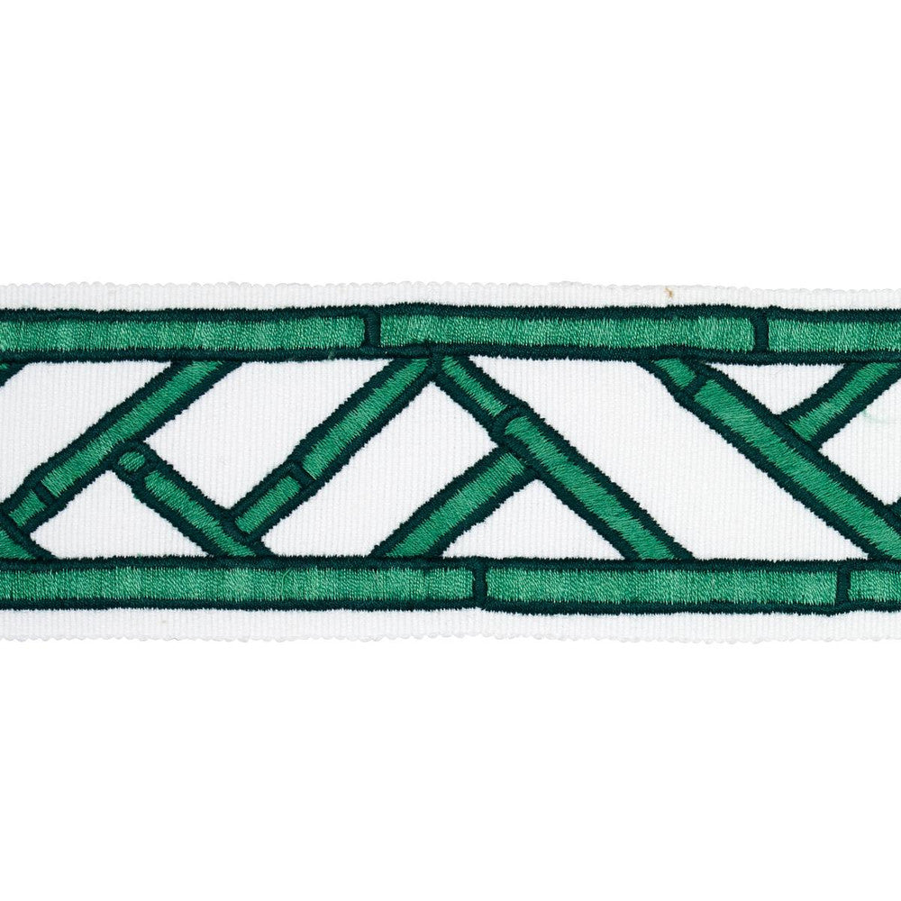 Bamboo Trellis Tape Green 81741 by Schumacher Trim David Kaihoi 2.0" - Fabric Carolina -