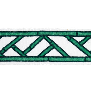 Bamboo Trellis Tape Green 81741 by Schumacher Trim