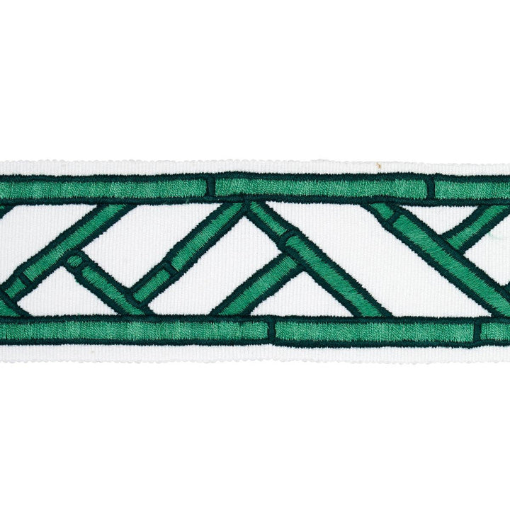 Bamboo Trellis Tape Green 81741 by Schumacher Designer Trim David Kaihoi 2.0" - Swanky Fabrics -