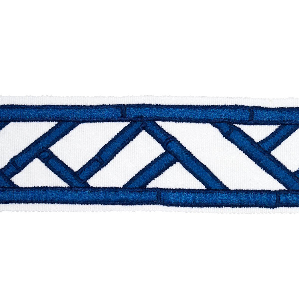 Bamboo Trellis Tape Blue 81742 by Schumacher Trim David Kaihoi 2.0" - Fabric Carolina -