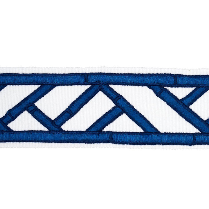 Bamboo Trellis Tape Blue 81742 by Schumacher Trim David Kaihoi 2.0" - Fabric Carolina -