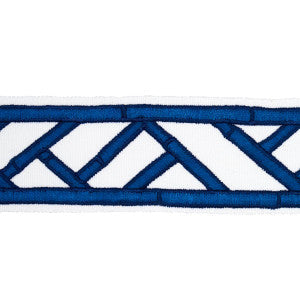 Bamboo Trellis Tape Blue 81742 by Schumacher Trim