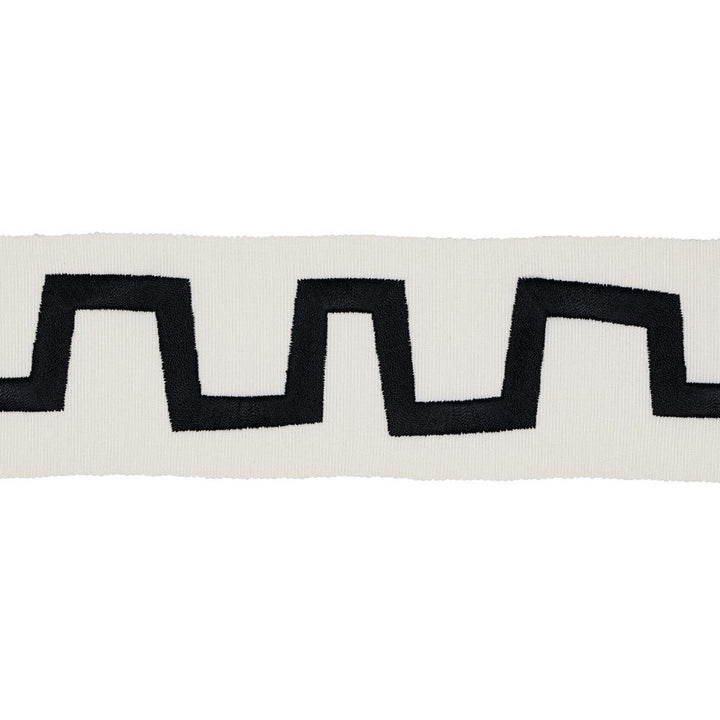 Corbu Tape Black 81770 by Schumacher Designer Trim New Wave: Black & White 2.5" - Swanky Fabrics -