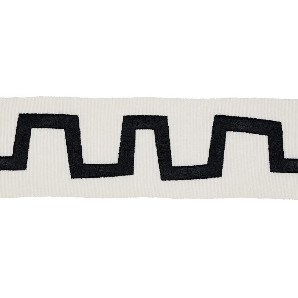 Corbu Tape Black 81770 by Schumacher Trim New Wave: Black & White 2.5" - Fabric Carolina -