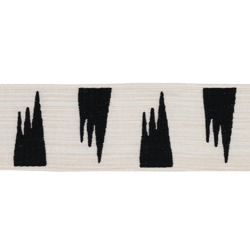 Tutsi Ivory 81781 by Schumacher Trim New Wave: Black & White 2.75" - Fabric Carolina -