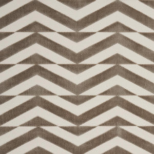 Broken Chevron Cut Velvet Taupe On Ivory 81810 by Schumacher Fabric