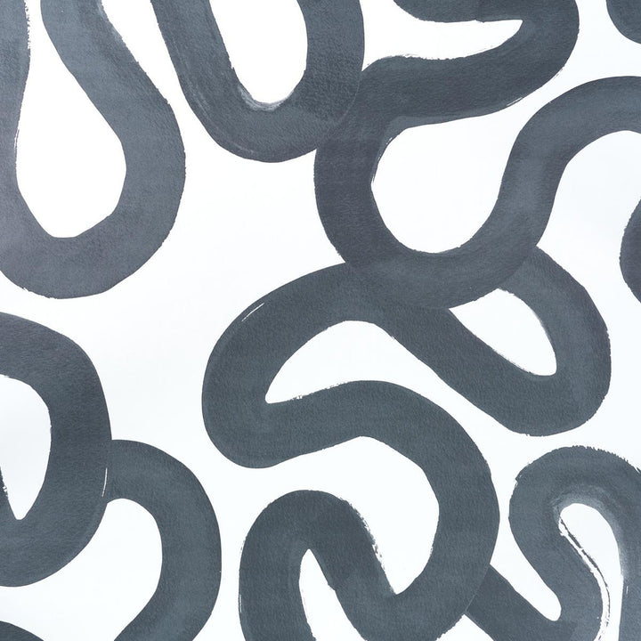 Trace Carbon 5013990 by Schumacher Wallpaper New Wave: Black & White 55.88" - Fabric Carolina -
