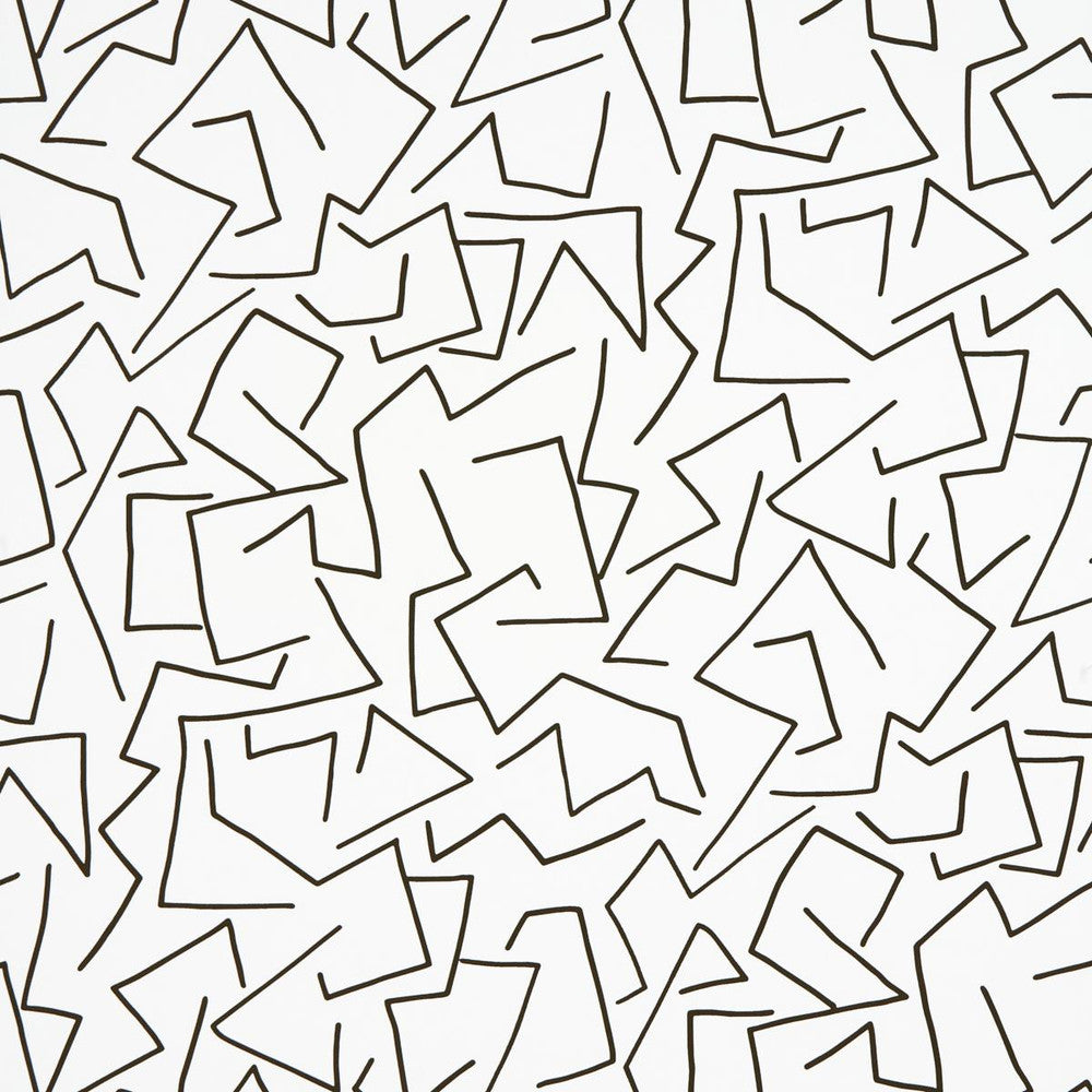 Tangent Ivory 5014001 by Schumacher Wallpaper New Wave: Black & White 13.5" - Fabric Carolina -