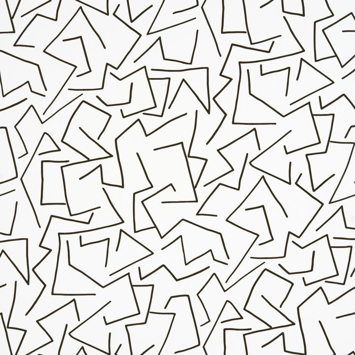 Tangent Ivory 5014001 by Schumacher Wallpaper New Wave: Black & White 13.5" - Fabric Carolina -