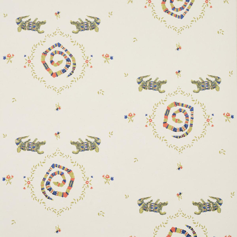 Reptilia Bright Multi 5014190 by Schumacher Designer Wallpaper Backdrop 27.0" - Swanky Fabrics -