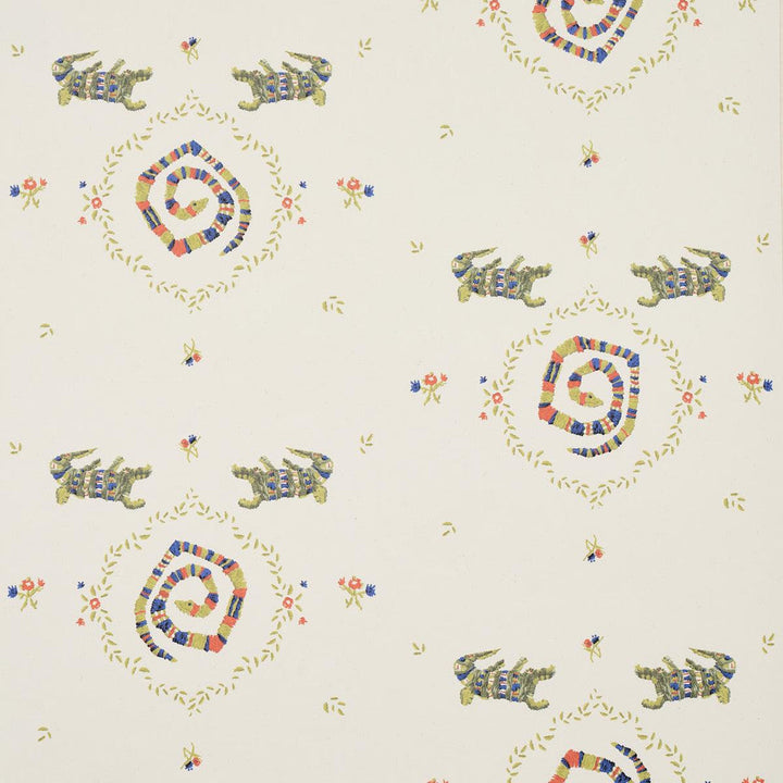 Reptilia Bright Multi 5014190 by Schumacher Designer Wallpaper Backdrop 27.0" - Swanky Fabrics -
