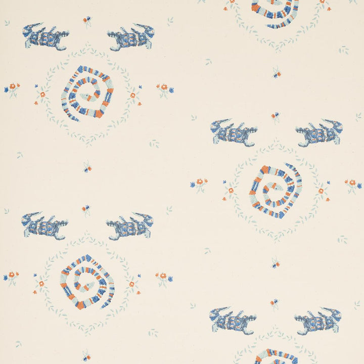 Reptilia Warm Blue 5014191 by Schumacher Wallpaper Backdrop 27.0" - Fabric Carolina -