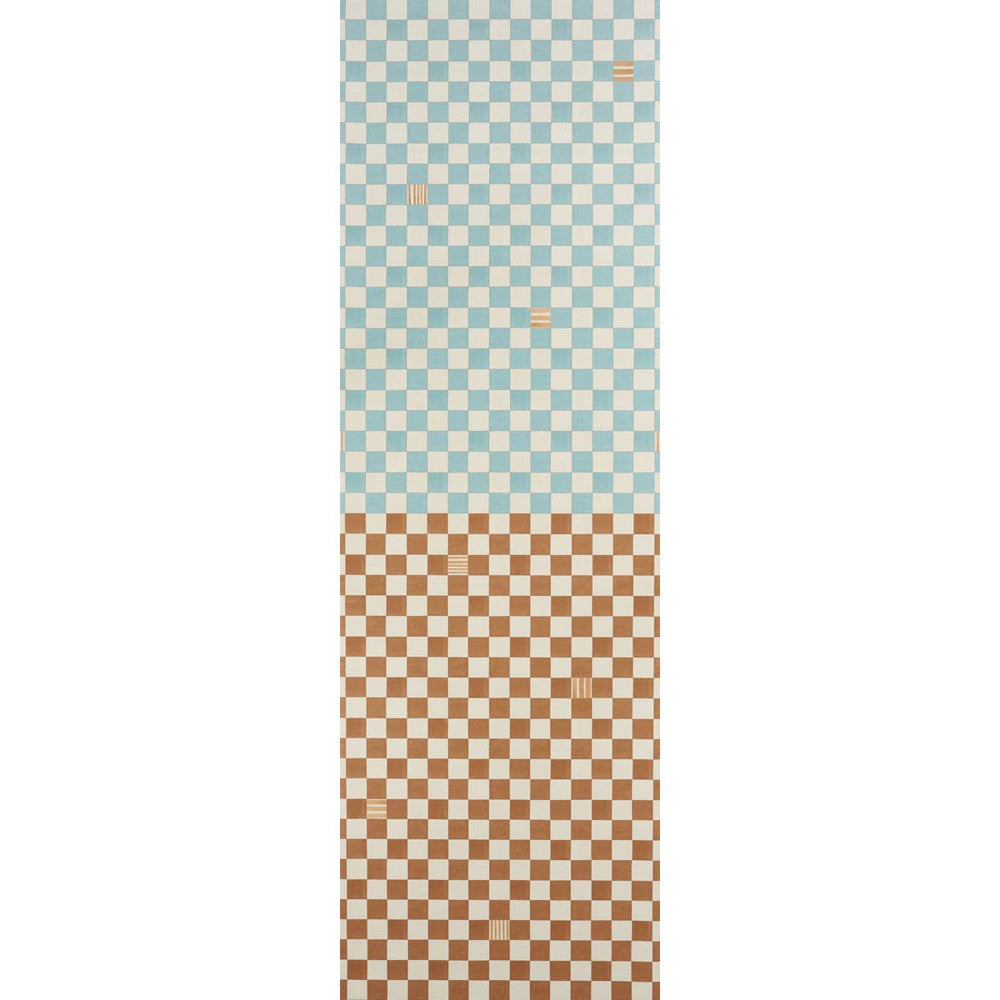 Gambit Panel Teal & Earthy Brown 5014260 by Schumacher Wallpaper Backdrop 54.0" - Fabric Carolina -
