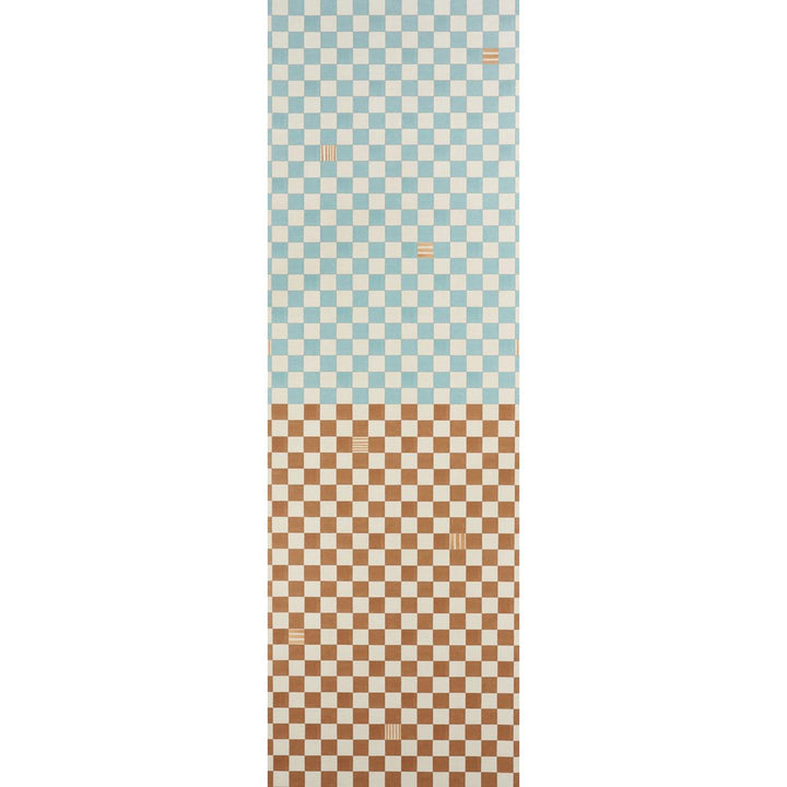 Gambit Panel Teal & Earthy Brown 5014260 by Schumacher Wallpaper Backdrop 54.0" - Fabric Carolina -