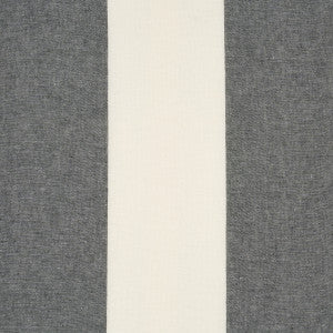 Vista Linen Stripe Casement Carbon And White 67944 by Schumacher Fabric