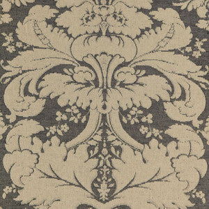 Flanders Linen Damask Charcoal 67950 by Schumacher Fabric