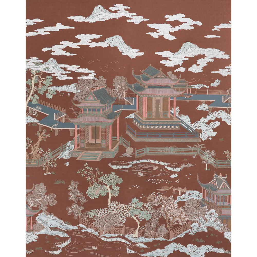 Coromandel Cinnabar 5014161 by Schumacher Wallpaper Panels Collection 108.0" - Fabric Carolina -