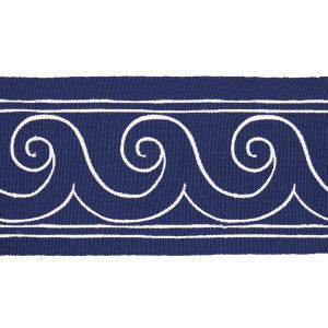Greek Waves White On Navy 70753 by Schumacher Trim