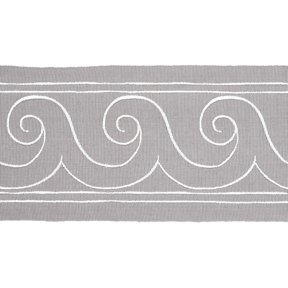 Greek Waves White On Grey 70754 by Schumacher Trim Miles Redd 3.3" - Fabric Carolina -