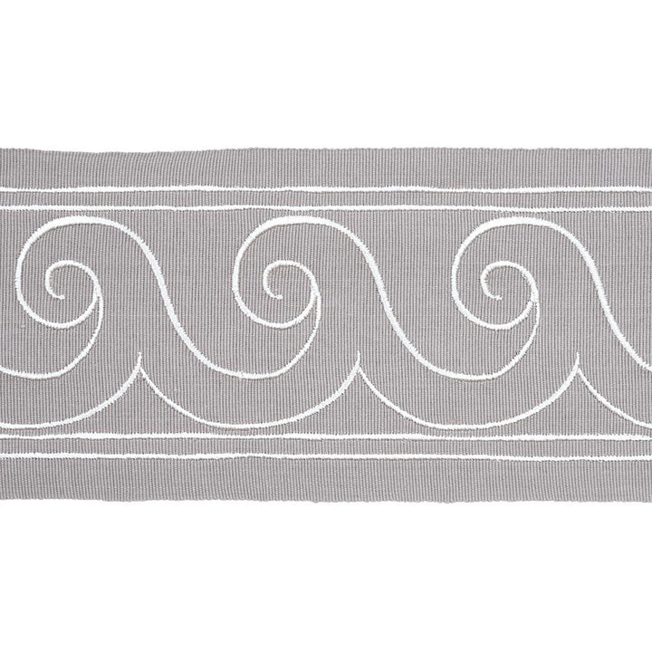 Greek Waves White On Grey 70754 by Schumacher Trim Miles Redd 3.3" - Fabric Carolina -