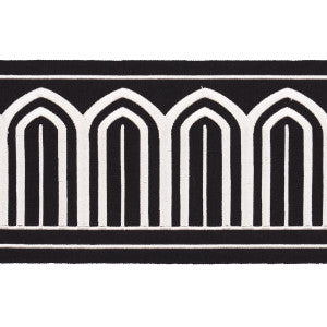 Arches Embroidered Tape Wide White On Black 70777 by Schumacher Trim