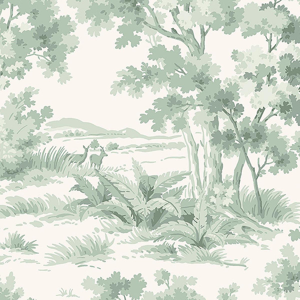Countryside Morning Green 7678 by Schumacher Wallpaper A Country Life 20.88" - Fabric Carolina -