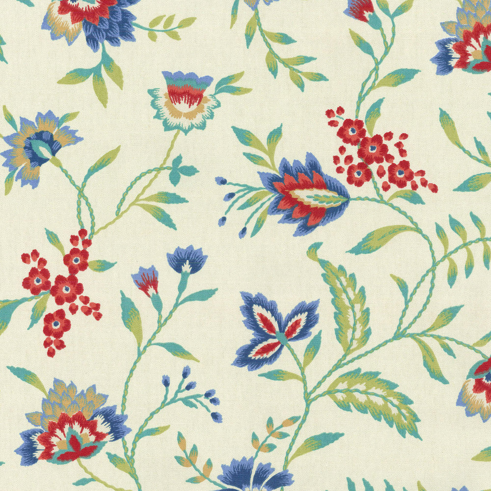 Carolina Crewel Bluebell 679771 by Waverly Fabric - 100% COTTON USA 51000 Horizontal: 13.5 and Vertical: 25.25 54 - Fabric Carolina -