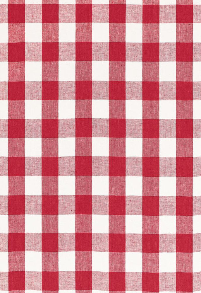 Key West Check Cherry 68011 by Schumacher Fabric Calypso 100% Linen Martindale 8,000 Horizontal: 4.125 and Vertical: 4.125 54 - Fabric Carolina -