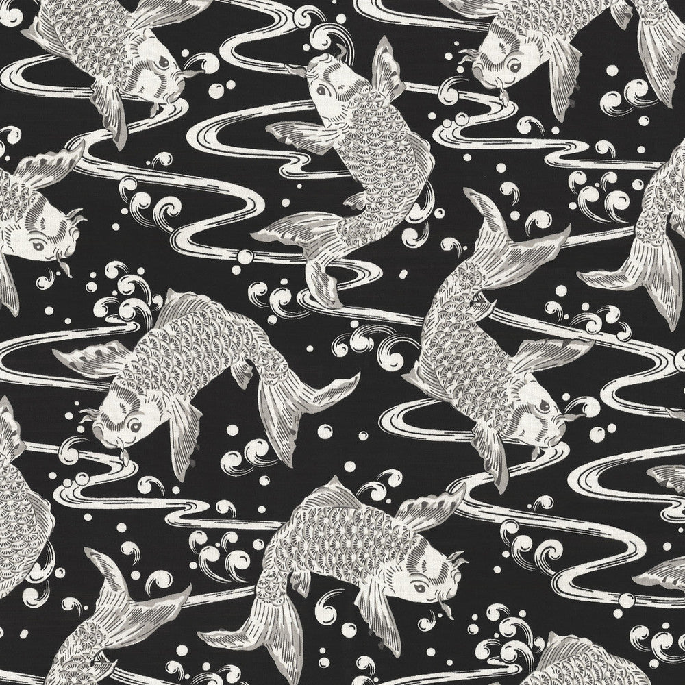 Sns Kool Koi Graphite 680341 by Waverly Fabric Outdoor June '17 100% Spun Polyester see sample see sample Horizontal: 13.50 inches and Vertical: 25.25 inches V 54 inches - Fabric Carolina -