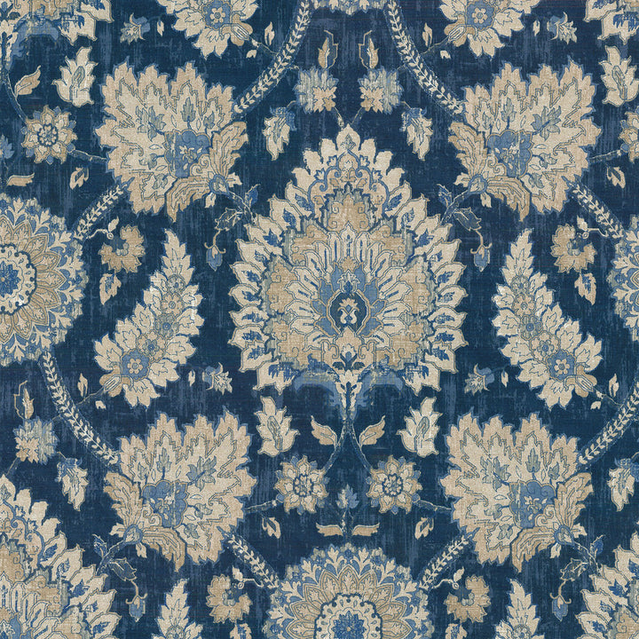 Castleford Indigo 680510 by Waverly Fabric - 100%Cotton U.S.A. 51000 Horizontal: 13.5 and Vertical: 27 54 - Fabric Carolina -