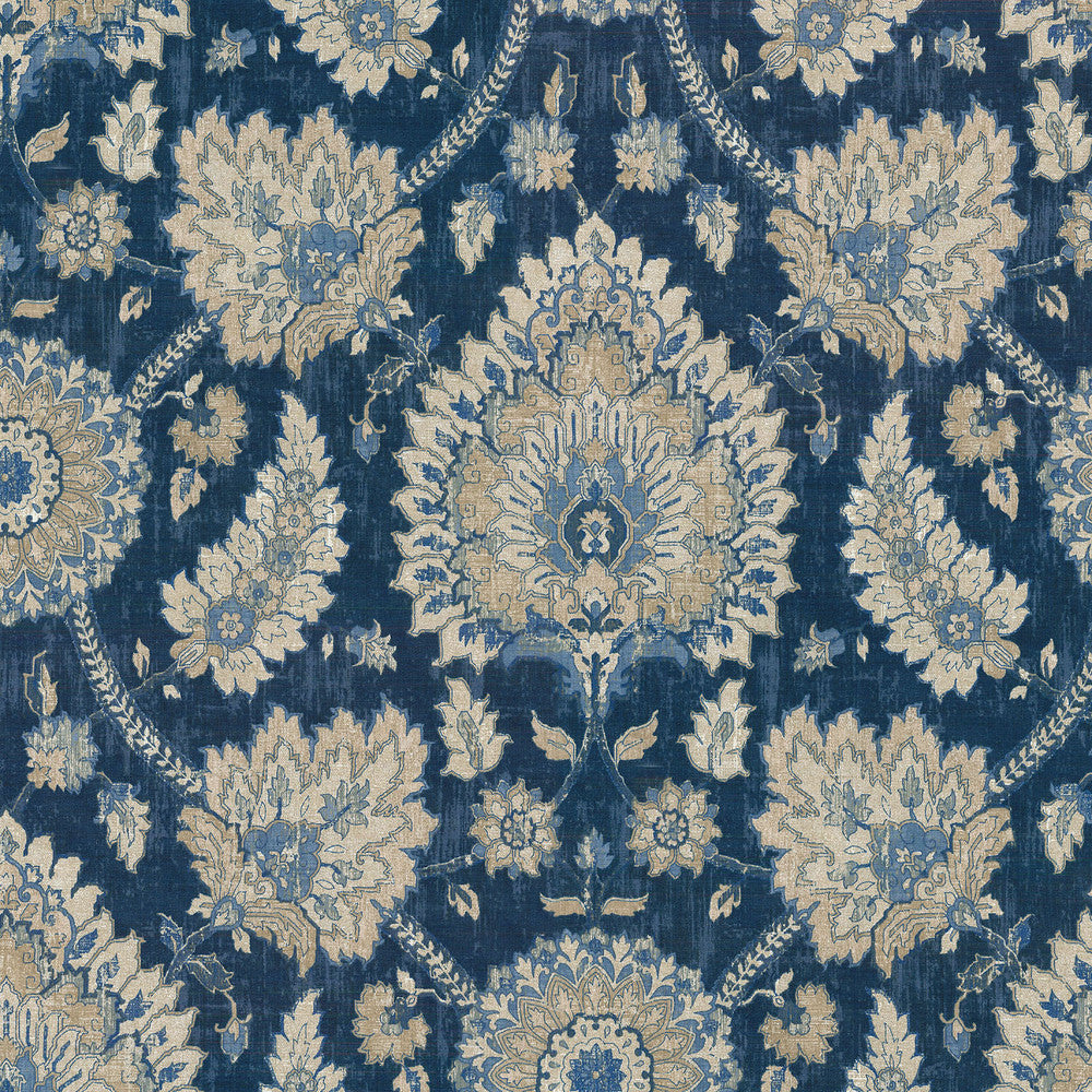 Castleford Indigo 680510 by Waverly Fabric - 100%Cotton U.S.A. 51000 Horizontal: 13.5 and Vertical: 27 54 - Fabric Carolina -