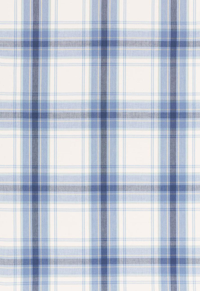 St. Martin Plaid Cornflower 68072 by Schumacher Fabric Calypso 100% Cotton Martindale 25,000 Horizontal: 9.125 and Vertical: 9.5 54.25 - Fabric Carolina -