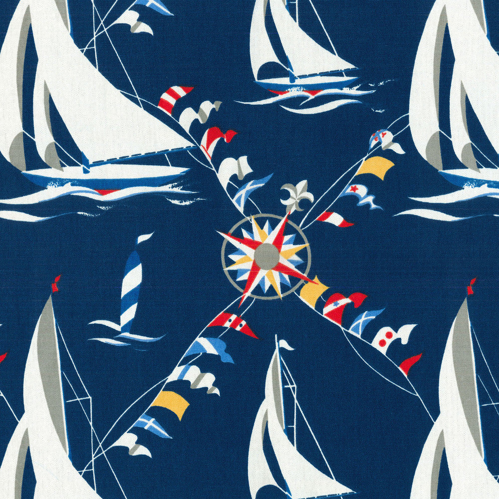 Set Sail Nautical 680720 by Waverly Fabric - 100%Cotton USA 51000 Horizontal: 13.5 and Vertical: 13.5 54 - Fabric Carolina -