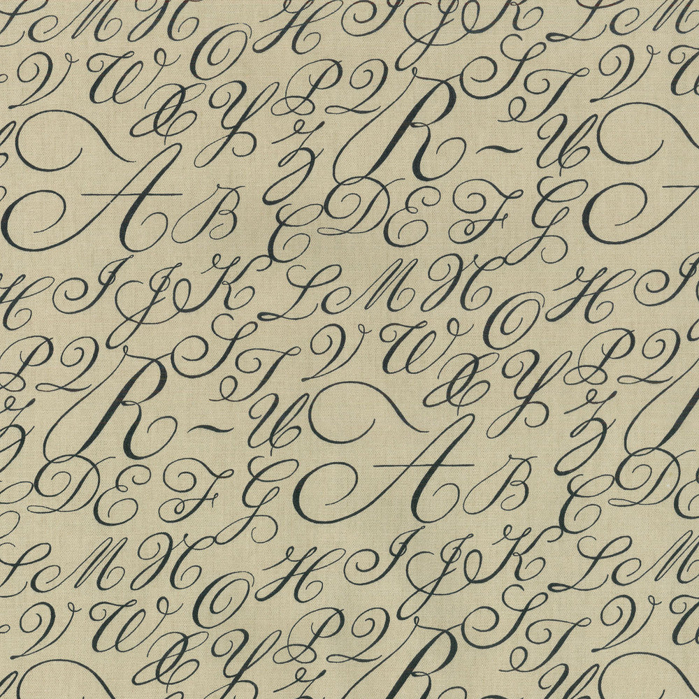 Cursive Caps Putty Srd 680900 by Waverly Fabric PRINTWORKS 100% Cotton U.S.A. Wyzenbeek 51,000 Horizontal: 6.75" and Vertical: 12.63" 54" - Fabric Carolina -
