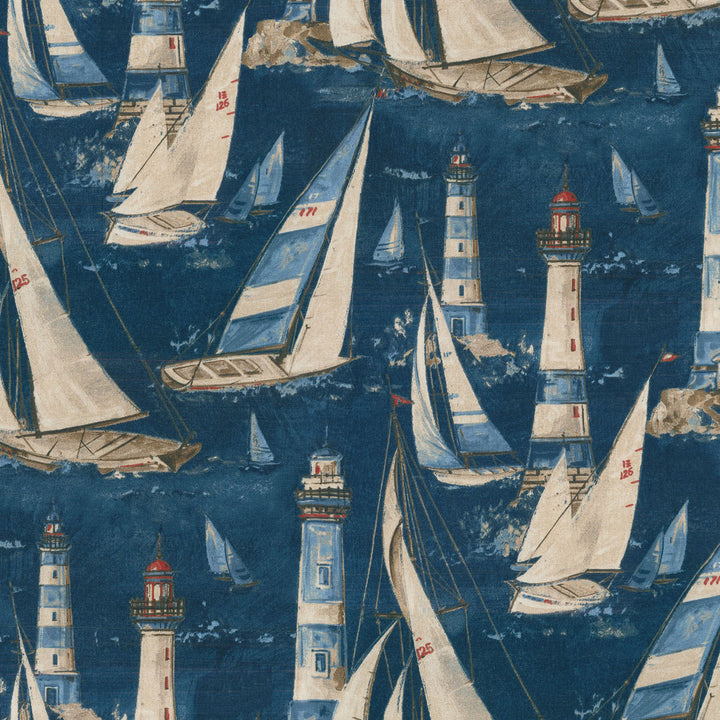 In The Breeze Indigo 681590 by Waverly Fabric DECKED OUT 100% Cotton PAKISTAN Wyzenbeek 15,000 Horizontal: 13.50" and Vertical: 25.25" 54" - Fabric Carolina -