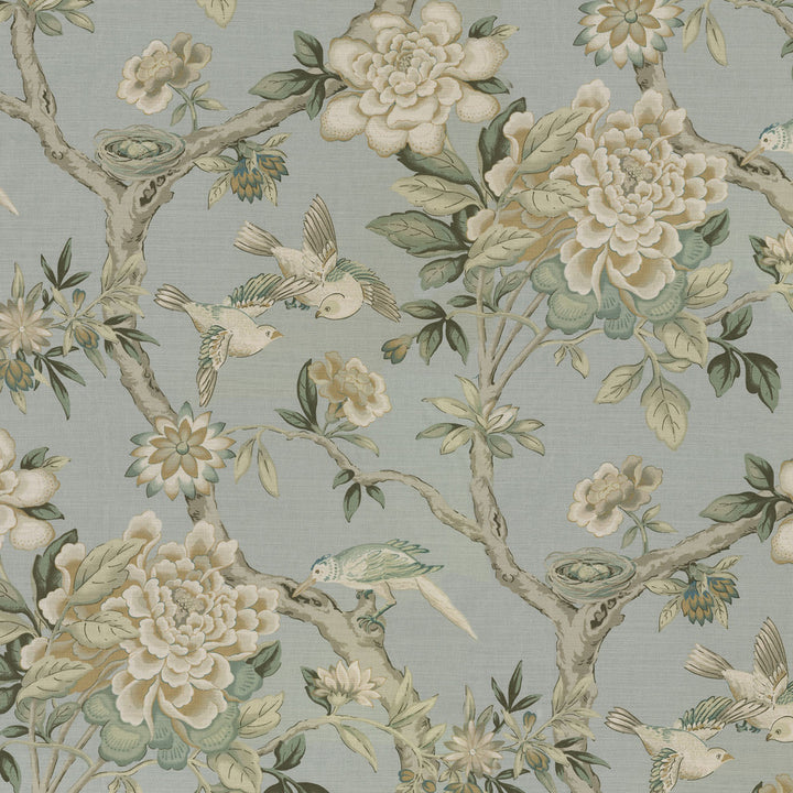 Mudan Platinum 681950 by Waverly Fabric - 100% Cotton Peru 18000 Horizontal: 13.5 and Vertical: 27 54 - Fabric Carolina -