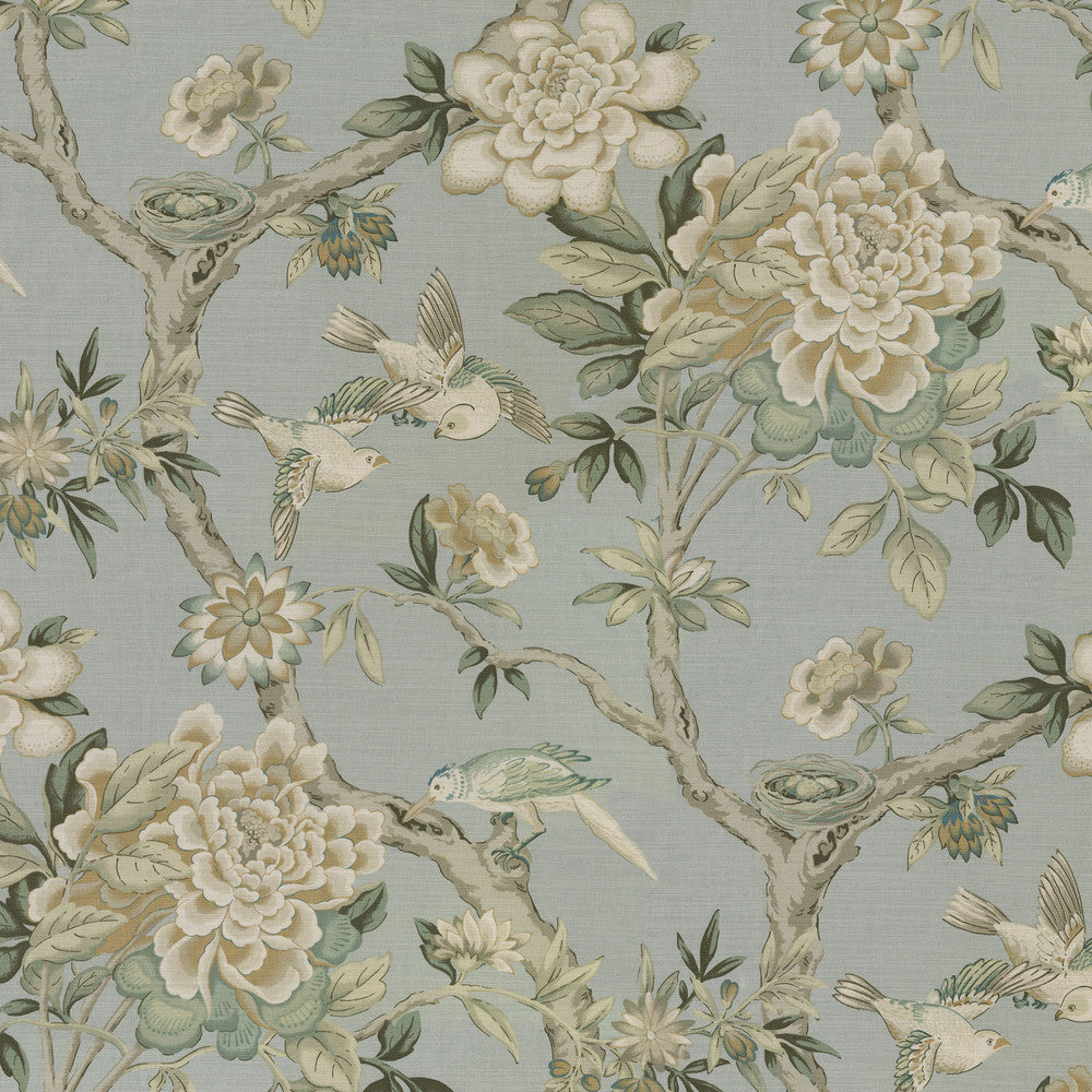 Mudan C Platinum 681950 by Waverly Fabric - 100% Cotton Digital Print PERU 18000 Horizontal: 13.5 and Vertical: 25.25 54 - Fabric Carolina -
