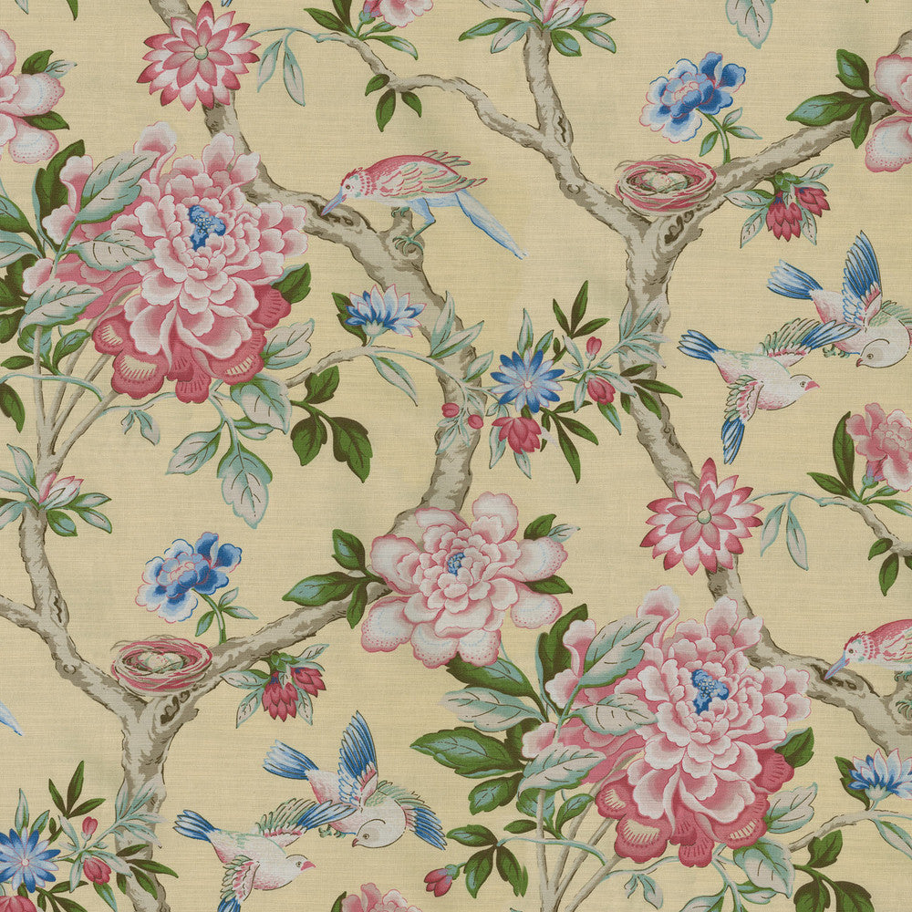 Mudan Lemon 681951 by Waverly Fabric - 100% Cotton Peru 18000 Horizontal: 13.5 and Vertical: 27 54 - Fabric Carolina -