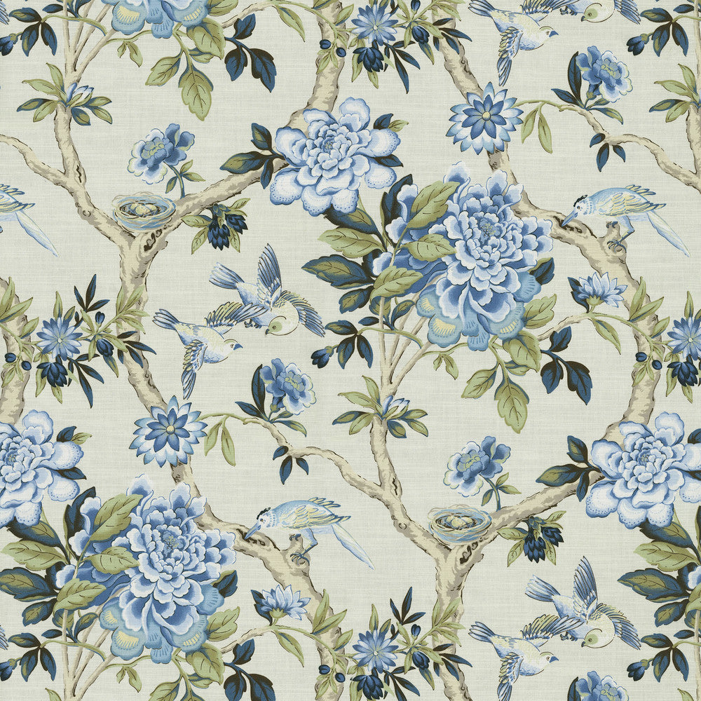 Mudan Porcelain 681955 by Waverly Fabric 100% Cotton Peru 25000 Horizontal: 13.5 and Vertical: 25.25 54/55 - Fabric Carolina -