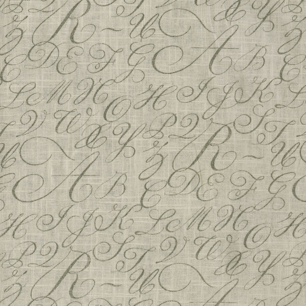 Cursive Caps Silver 681970 by Waverly Fabric - 55% Linen 45% Rayon USA 24000 Horizontal: 6.75 and Vertical: 12.63 54 - Fabric Carolina -