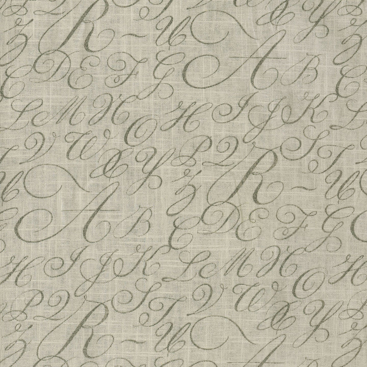 Cursive Caps Silver 681970 by Waverly Fabric - 55% Linen 45% Rayon USA 24000 Horizontal: 6.75 and Vertical: 12.63 54 - Fabric Carolina -
