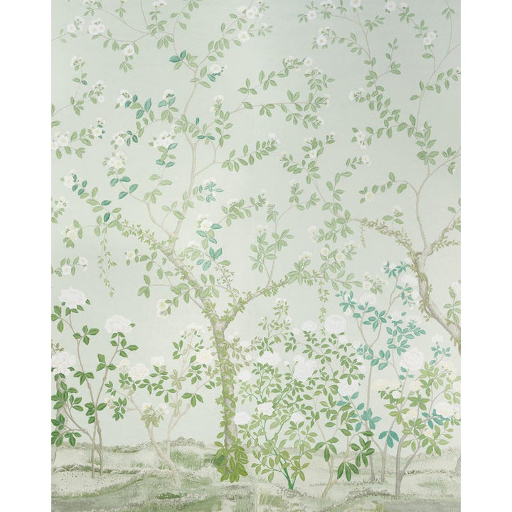 Madame De Pompadour Green 5008543 by Schumacher Designer Wallpaper Panels Collection 104.0" - Swanky Fabrics -