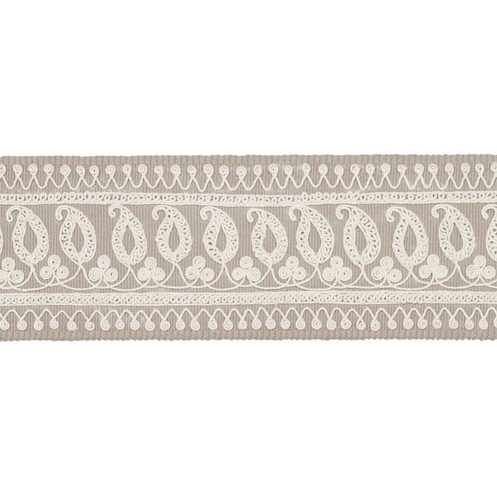 Paisley Embroidered Tape Sand 81231 by Schumacher Trim Full Bloom - Fabric Carolina -
